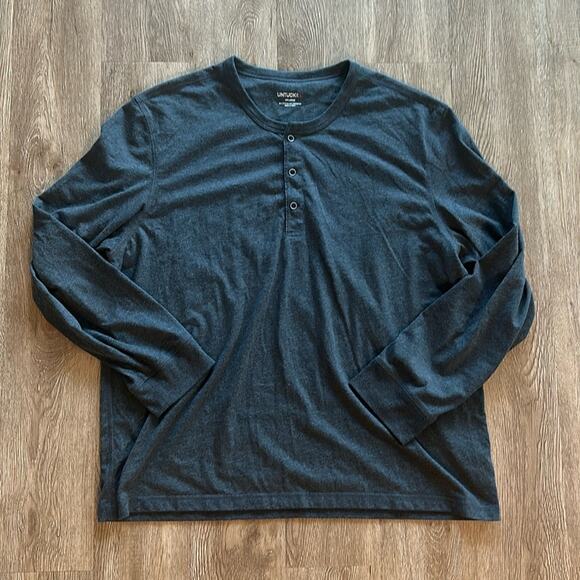 UnTuckIt Slate Blue Ultrasoft Long-Sleeve Henley XXL - Picture 1 of 5